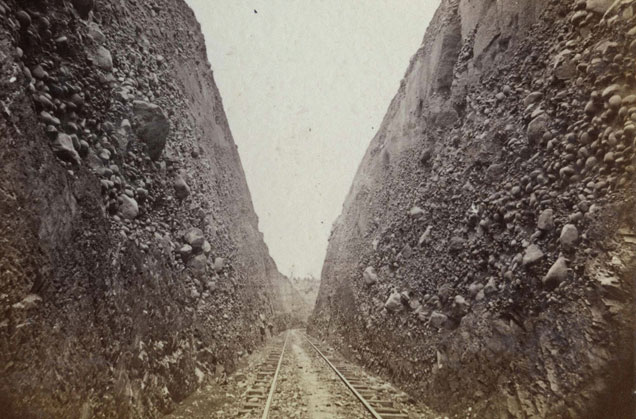 Bloomer Cut railroad construction scene