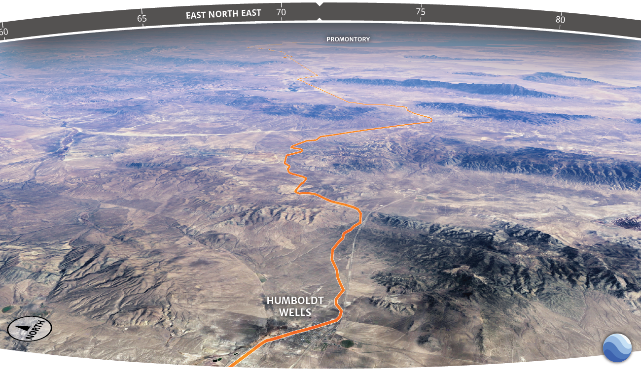 Map of Humboldt Wells along the railroad route