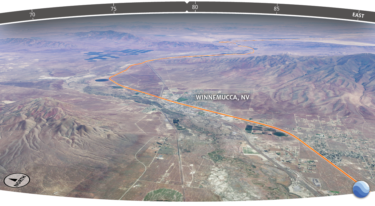 Map of Winnemucca along the railroad route