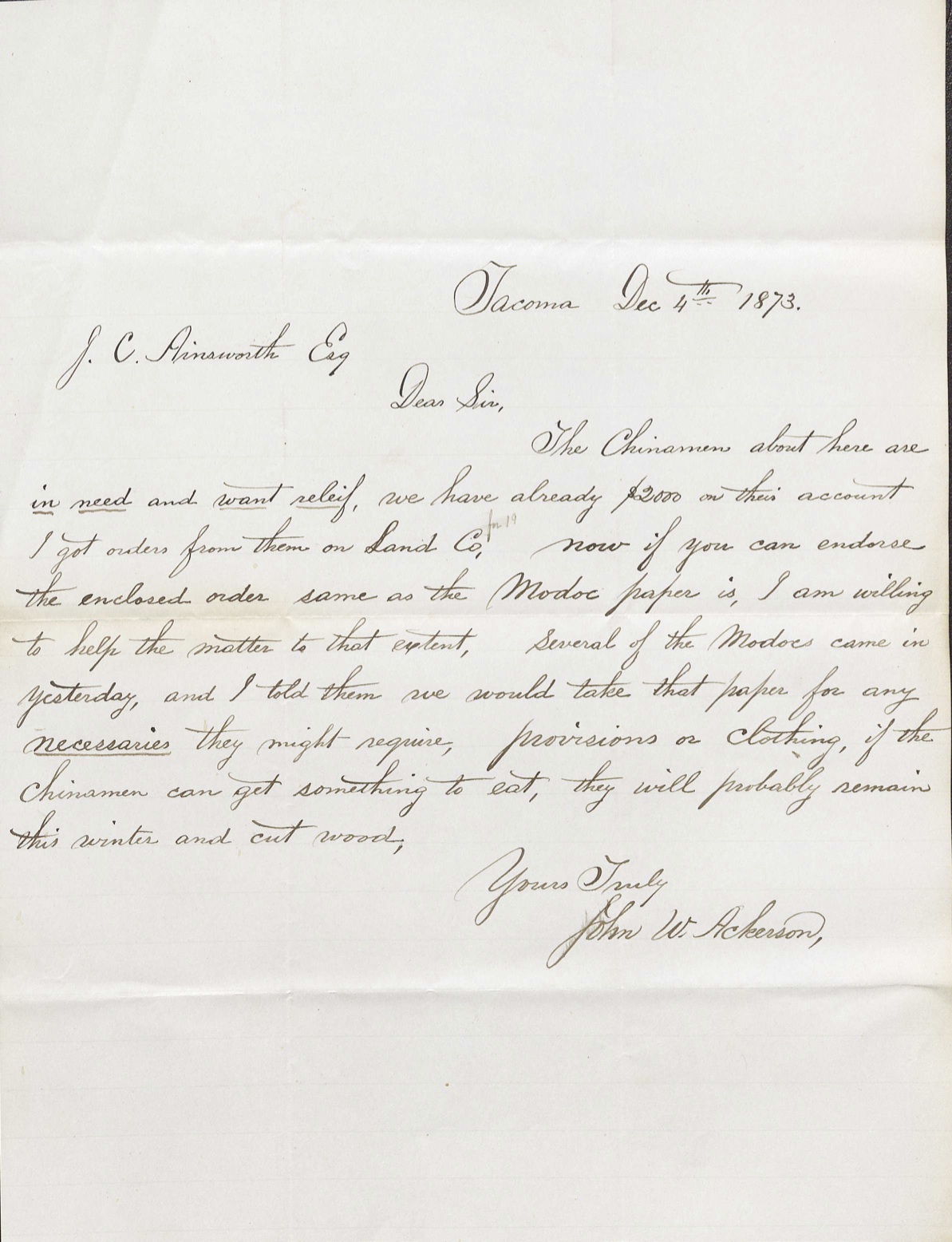 Ainsworth Letter