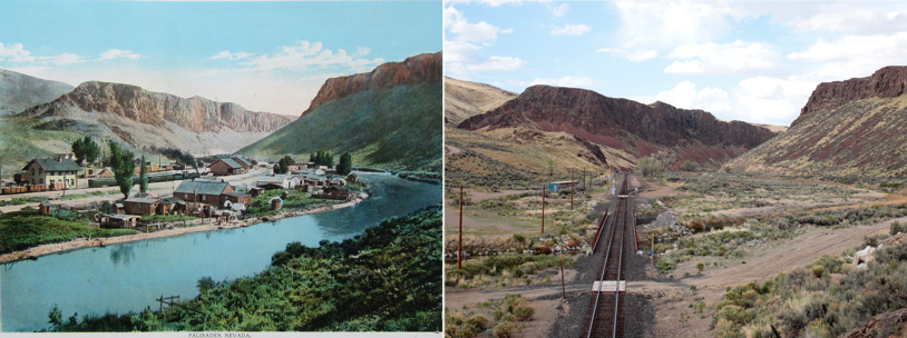 Palisades rock formation beside the railroad