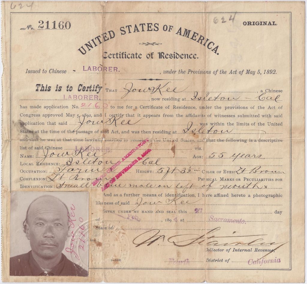 Jow Kee certificate of residence